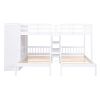 Full-Over-Twin-Twin Bunk Bed with Shelves, Wardrobe and Mirror, White - as Pic