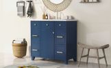 36" Bathroom Vanity Cabinet with Sink Top Combo Set, Navy Blue, Single Sink, Shaker Cabinet with Soft Closing Door and Drawer - as Pic