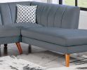 Contemporary 2-Pcs Sectional Set Living Room Furniture Dark Gray Velvet Couch Left Facing Sofa, Right Facing Chaise Plush Cushion - as Pic