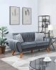 Contemporary 2-Pcs Sofa Set Living Room Furniture Dark Gray Velvet Couch Sofa And Loveseat Plush Cushion Unique Lines Plush Sofa. - as Pic