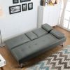 LuxuryGoods Modern Faux Leather Futon with Cupholders and Pillows - Gray