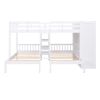 Full-Over-Twin-Twin Bunk Bed with Shelves, Wardrobe and Mirror, White - as Pic