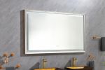 60*36 LED Lighted Bathroom Wall Mounted Mirror with High Lumen+Anti-Fog Separately Control - as Pic