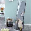 3rd generation black solid wood frame full length mirror, dressing mirror, bedroom porch, decorative mirror, clothing store, floor mounted large mirro