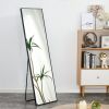 3rd generation black solid wood frame full length mirror, dressing mirror, bedroom porch, decorative mirror, clothing store, floor mounted large mirro