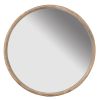 28" Round Wood Mirror, Wall Mounted Mirror Home Decor for Bathroom Living Room - as Pic