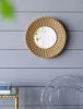 14" Gold Beaded Sunburst Mirror, Round Accent Wall Mirror for Living Room, Entryway, Bathroom, Office, Foyer - as Pic