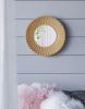 14" Gold Beaded Sunburst Mirror, Round Accent Wall Mirror for Living Room, Entryway, Bathroom, Office, Foyer - as Pic