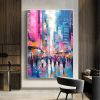 Hand Painted Oil Painting Abstract Cityscape Oil Painting on Canvas Original Urban Scenery Painting Modern Building Art Living room Wall Decor Custom