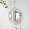 1pc, Boho Macrame Round Mirror - Woven Wall Hanging for Apartment, Home, Bedroom, Living Room Decor - One Size