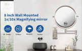 8-inch Wall Mounted Makeup Vanity Mirror, 1X / 10X Magnification Mirror, 360¬∞ Swivel with Extension Arm (Brushed Nickel) - as Pic