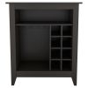 Future Bar Cabinet, Six Built-in Wine Rack, One Open Drawer, One Open Shelf, Carbon Espresso - Black