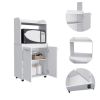 Rockford Kitchen Cart, Open Shelf, Double Door Cabinet, Two Interior Shelves - White