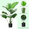 2 Pack Artificial Monstera Deliciosa Tree with 10 Leaves of Different Sizes - Green, Black