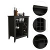 Future Bar Cabinet, Six Built-in Wine Rack, One Open Drawer, One Open Shelf, Carbon Espresso - Black