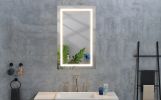 48 x 24 Inch LED Mirror Bathroom Vanity Mirrors with Lights, Wall Mounted Anti-Fog Memory Large Dimmable Front Light Makeup Mirror - as Pic