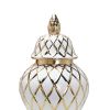 White and Gold Ceramic Decorative Ginger Jar Vase - as Pic