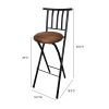 Metal Folding Stool with Slat Back and Microfiber Seat - 40.2"H x 18.7"W x 16.9"D