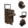 Kamelot Dresser With Jewelry Box; Single Door Cabinet; Mirror; Two Drawers -Dark Walnut - as Pic