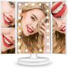 Trifold Lighted Vanity Makeup Mirror with 22 LEDs Lights - White