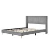 Queen Size Corduroy Platform Bed with Metal Legs - Gray