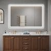 60√ó40 inch LED-Lit bathroom mirror, wall mounted anti-fog memory Large Adjustable Brightness front and back light Rectangular Vanity mirror - as Pic