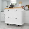 Kitchen Island Cart with Two Storage Cabinets and Two Locking Wheels,43.31 Inch Width,4 Door Cabinet and Two Drawers,Spice Rack, Towel Rack - White