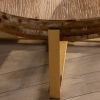 31.29"Modern Retro Splicing Round Coffee Table,Fir Wood Table Top with Gold Cross Legs Base - Gold