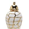 Regal White and Gold Ceramic Decorative Ginger Jar - as Pic