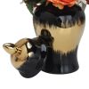 Regal Black Gilded Ginger Jar with Removable Lid - as Pic