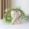 1pc Figure Flower Pot; Women Face Statue Vase Planter Ornaments; For Indoor Outdoor Home Decor Garden Patio (4.7*7.3*3.4in) - Coffee Color