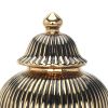 Black with Gold Design Ceramic Decorative Ginger Jar Vase - as Pic