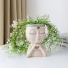 1pc Figure Flower Pot; Women Face Statue Vase Planter Ornaments; For Indoor Outdoor Home Decor Garden Patio (4.7*7.3*3.4in) - White