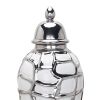 Regal White and Silver Ceramic Decorative Ginger Jar - as Pic