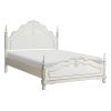 Victorian Style Antique White Full Bed 1pc Traditional Bedroom Furniture Floral Motif Carving Classic Look Posts - as Pic