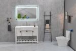 48 x 36 Inch LED Mirror Bathroom Vanity Mirrors with Lights;  Wall Mounted Anti-Fog Memory Large Dimmable Front Light Makeup Mirror - White