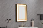 36*24 LED Lighted Bathroom Wall Mounted Mirror with High Lumen+Anti-Fog Separately Control - Matte Black