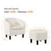 Barrel Accent Chair with Ottoman - Ivory Boucle Fabric