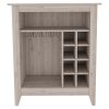 Future Bar Cabinet, Six Built-in Wine Rack, One Open Drawer, One Open Shelf, Carbon Espresso - Light Gray