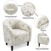 Barrel Accent Chair with Ottoman - Letter Print Fabric