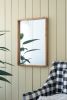 24"x36" Rectangle Wood Mirror, Farmhouse Wall Decor for Living Room Bedroom Entryway - as Pic