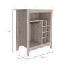 Future Bar Cabinet, Six Built-in Wine Rack, One Open Drawer, One Open Shelf, Carbon Espresso - Light Gray