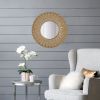 18.5" Transitional Beaded Sunburst Mirror, Round Accent Wall Mirror for Living Room, Entryway, Bathroom, Office, Foyer - as Pic