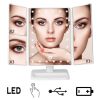 Trifold Lighted Vanity Makeup Mirror with 22 LEDs Lights - White