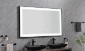 96in. W x36 in. H Framed LED Single Bathroom Vanity Mirror in Polished Crystal Bathroom Vanity LED Mirror with 3 Color Lights Mirror for Bathroom Wall