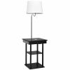 Floor Lamp Bedside Desk with USB Charging Ports Shelves - white