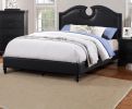 Black Faux Leather Unique Design Headboard 1pc Queen Size Bed Bedroom Furniture Nailhead Upholstered Modern Bedframe - as Pic