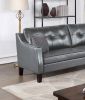 Contemporary Living Room Furniture 2-Pcs Sofa Set Grey Gel Leatherette Couch Sofa And Loveseat Plush Cushion Tufted Plush Sofa Pillows - as Pic