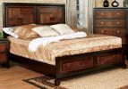 Transitional Queen Size Bed Acacia / Walnut Solidwood 1pcs Bed Bedroom Furniture Parquet Design Headboard And Footboard Bedframe - as Pic