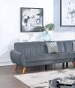 Contemporary 2-Pcs Sectional Set Living Room Furniture Dark Gray Velvet Couch Left Facing Sofa, Right Facing Chaise Plush Cushion - as Pic